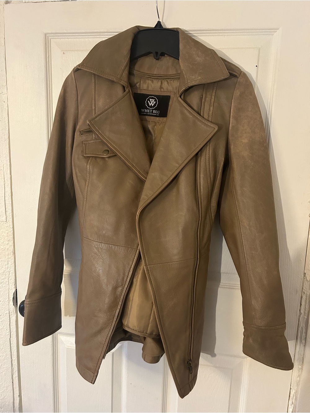 Small True Leather Jacket Whet Blu Women's Tan Leather Jacket - Removable Lining